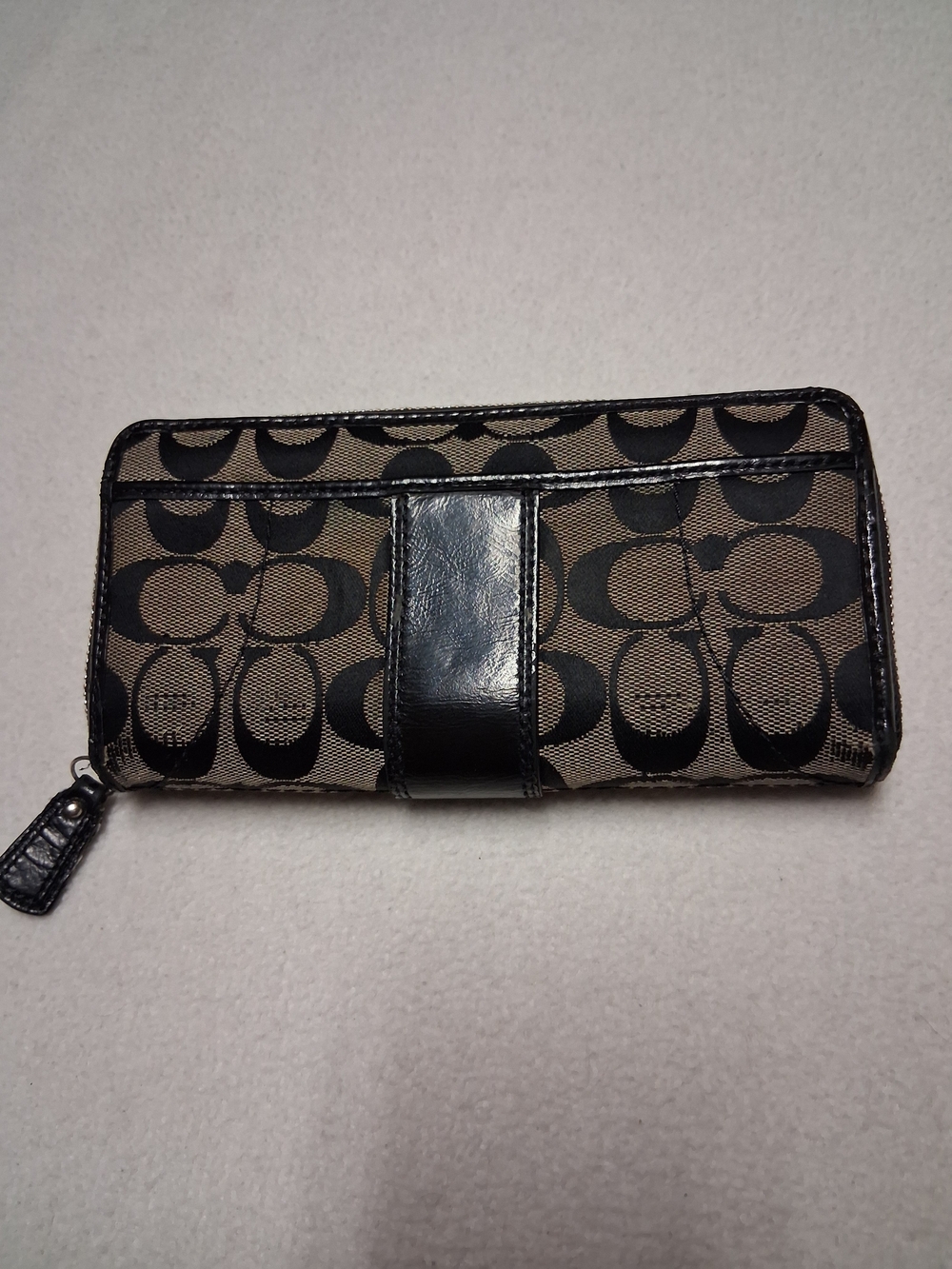 Vintage Coach Black/Tan Signature Canvas Buckle Zip Wallet - Picture 5 of 13